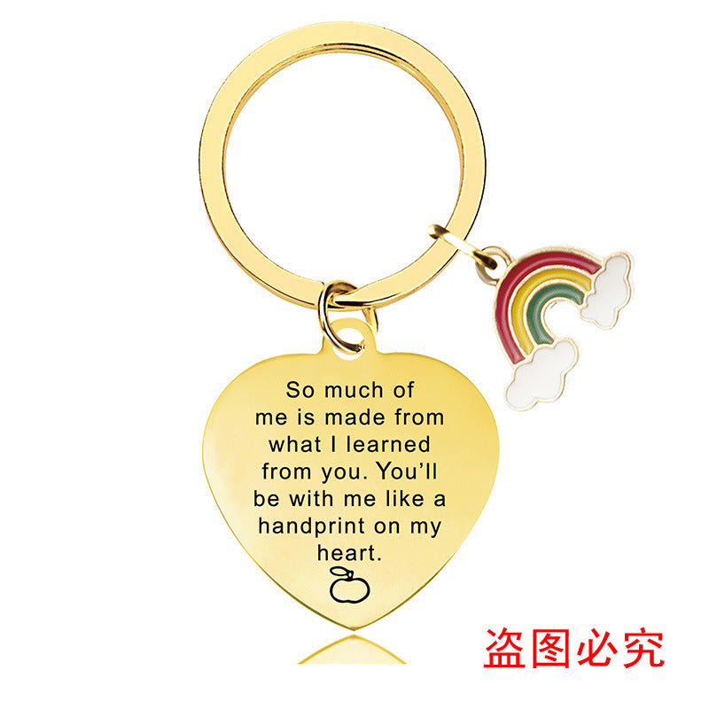 Wholesale Teacher's Day Stainless Steel Keychain Thanksgiving